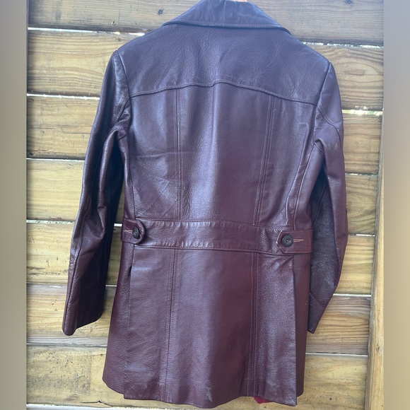 70s Burgundy Leather Jacket - Picture 2 of 5